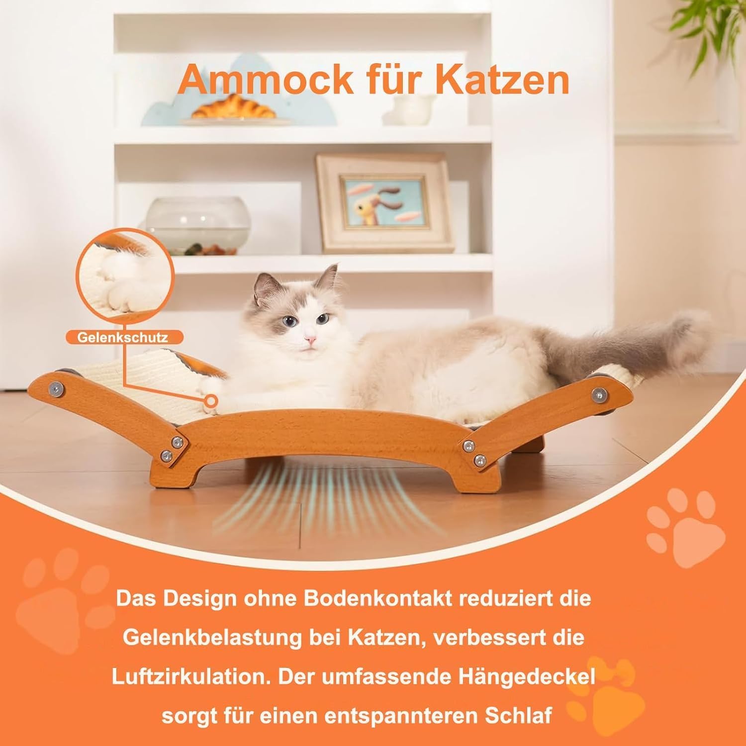 Thumbnail 4 de Extra-Larger Sisal Cat Scratcher Bed with Hammock – Durable Beech Wood Frame
