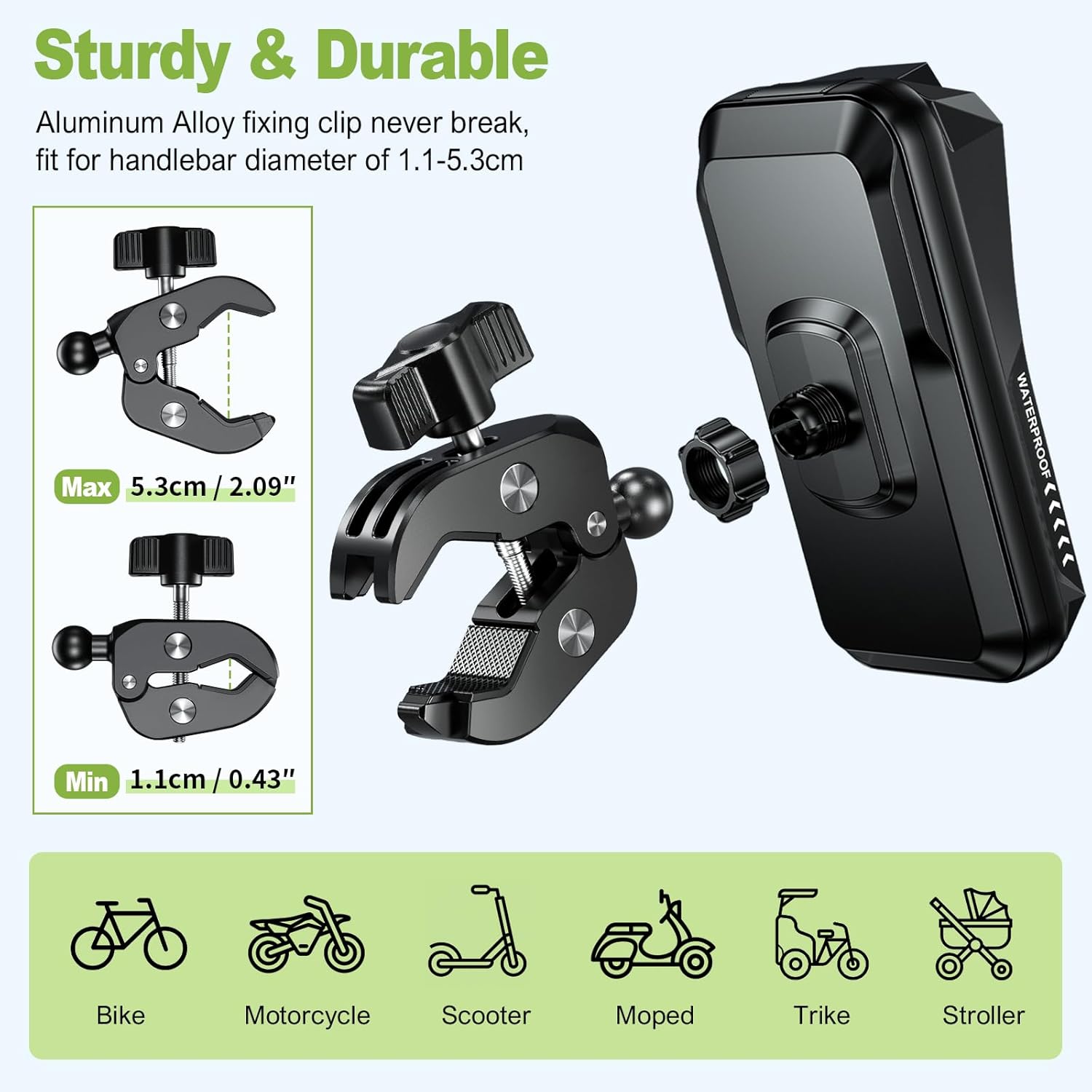 Thumbnail 5 de BTNEEU Motorrad-Handyhalterung wasserdicht bis 7,0 Zoll (Schwarz C) mit 360° Drehung & Touchscreen-Front