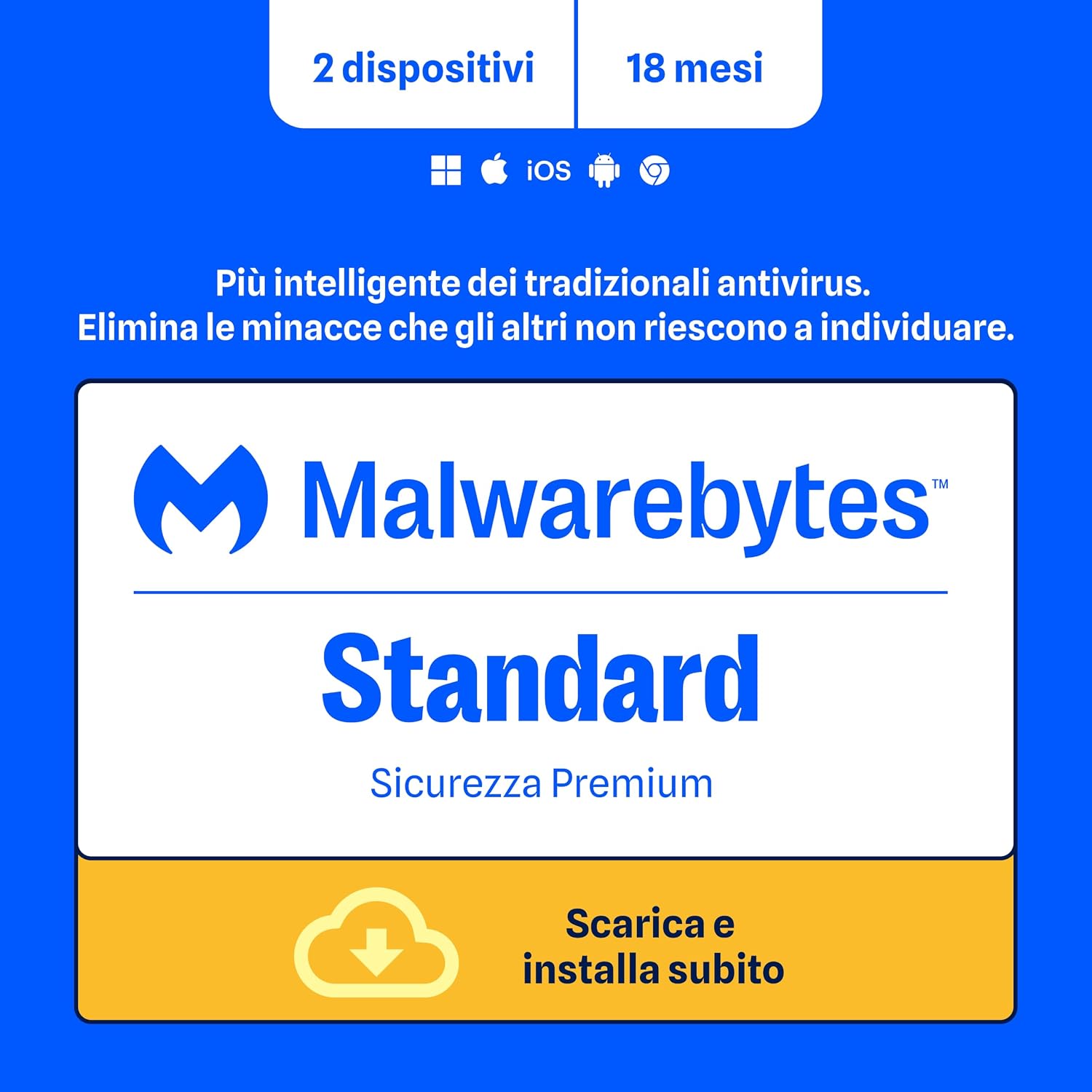 Detalle de Malwarebytes Premium Multidispositivo (2 dispositivi) – Windows, Mac, iOS, Android, Chrome | 18 mesi