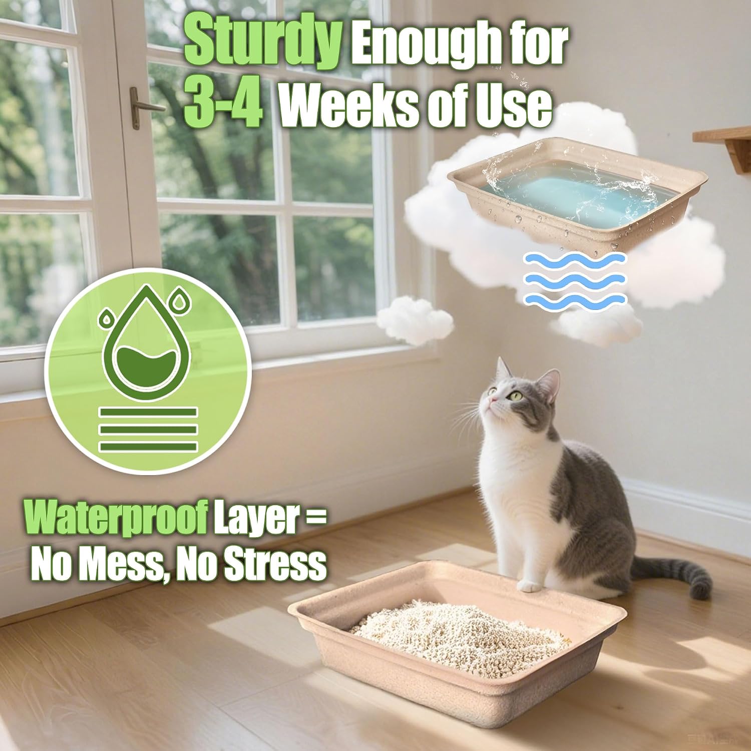 Detalle de SEMEDOYO Disposable Cat Litter Box, 6-Pack Cardboard Trays for Travel or Liners