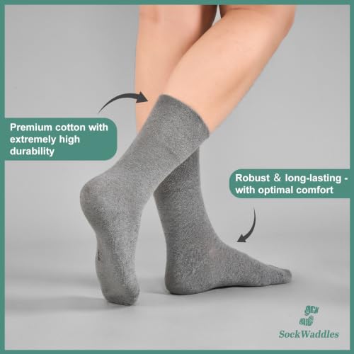 Thumbnail 7 de SockWaddles Diabetic Socks for Men & Women | 6 Pairs, Soft Top, Seamless Toe, Loose Fit (Grey, UK 3-5)