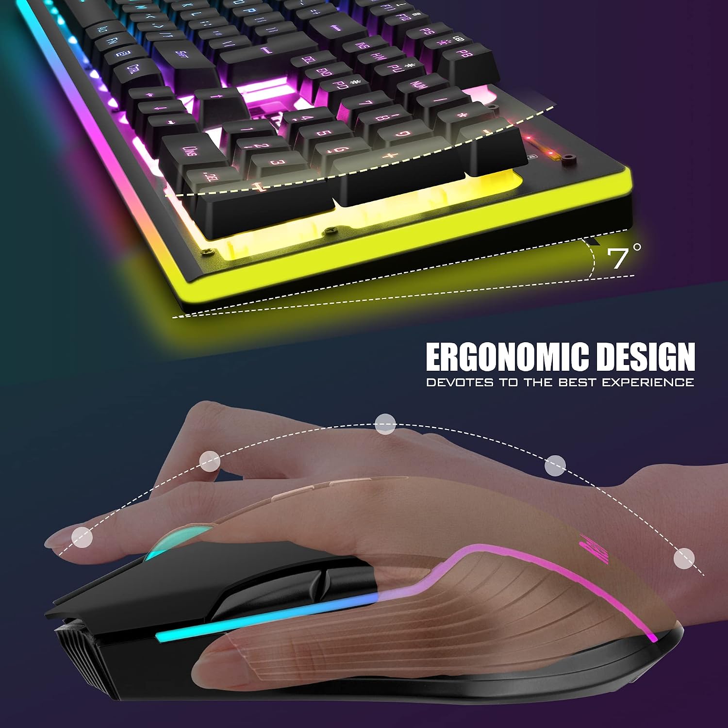 Detalle de RedThunder K10 Wireless Gaming Keyboard and Mouse Combo (UK Layout) with 3800mAh Battery