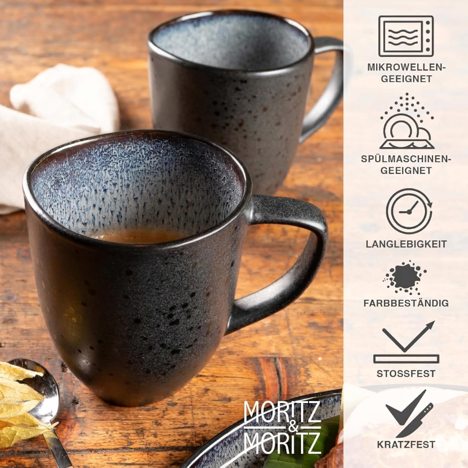 Thumbnail 3 de Moritz & Moritz Kaffeetassen 6er Set – Robustes Steingut mit Farbverlauf, spülmaschinengeeignet