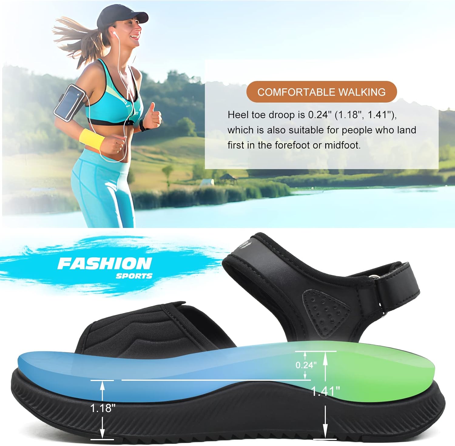 Thumbnail 5 de ONCAI Women’s Walking Sandals with Arch Support & Orthotic Footbed (Plantar Fasciitis) – 3 Adjustable Straps