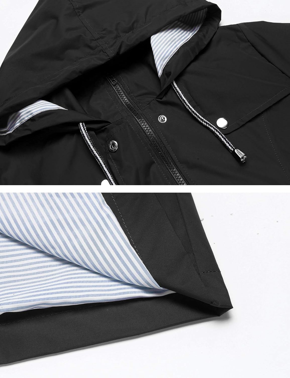 Detalle 2 de LOMON Women's Waterproof Long Hooded Raincoat: Lightweight, Breathable & Packable