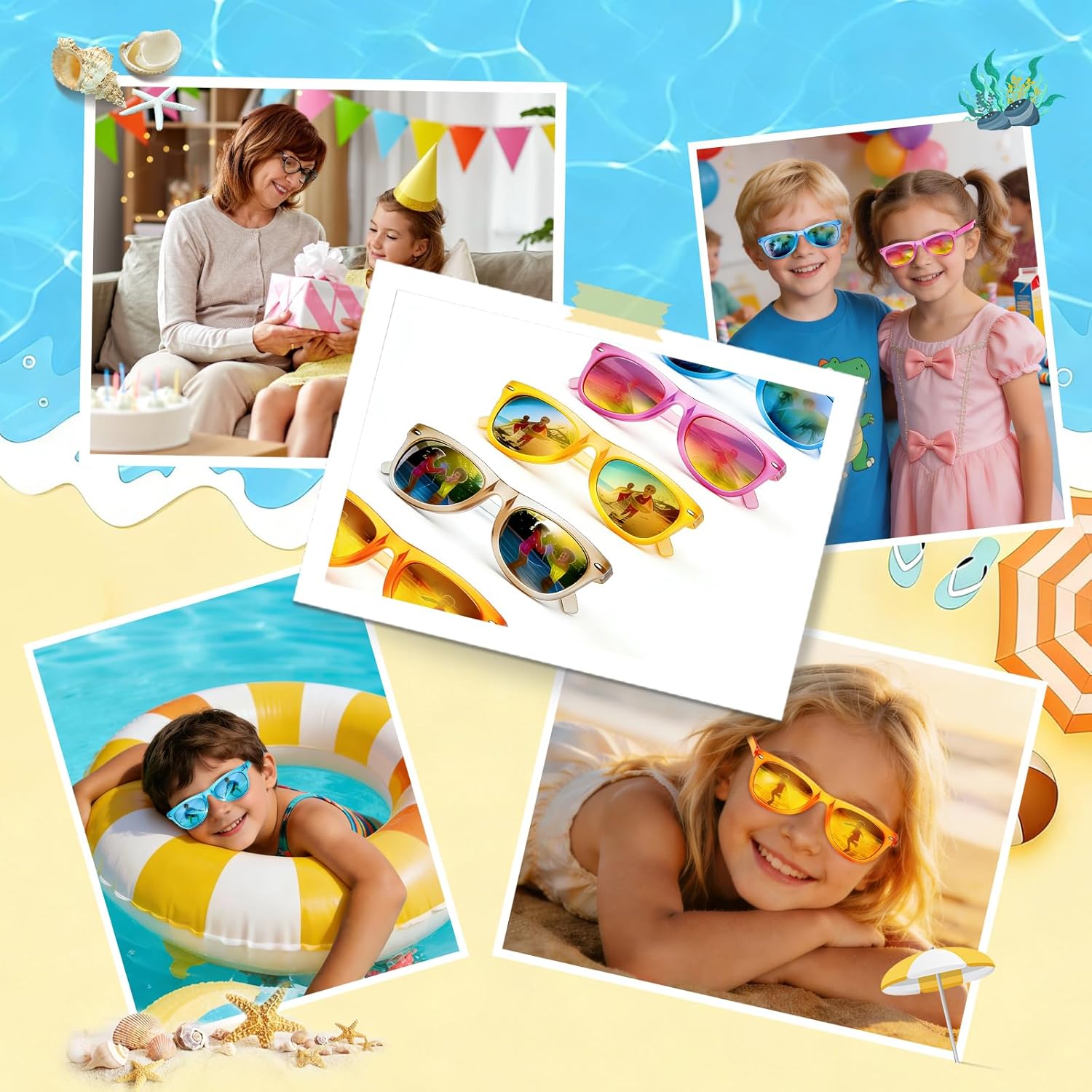 Thumbnail 5 de 36 Pack Kids Neon Sunglasses with UV400 Protection – Polarized, Fun Party Favors for Ages 3–8