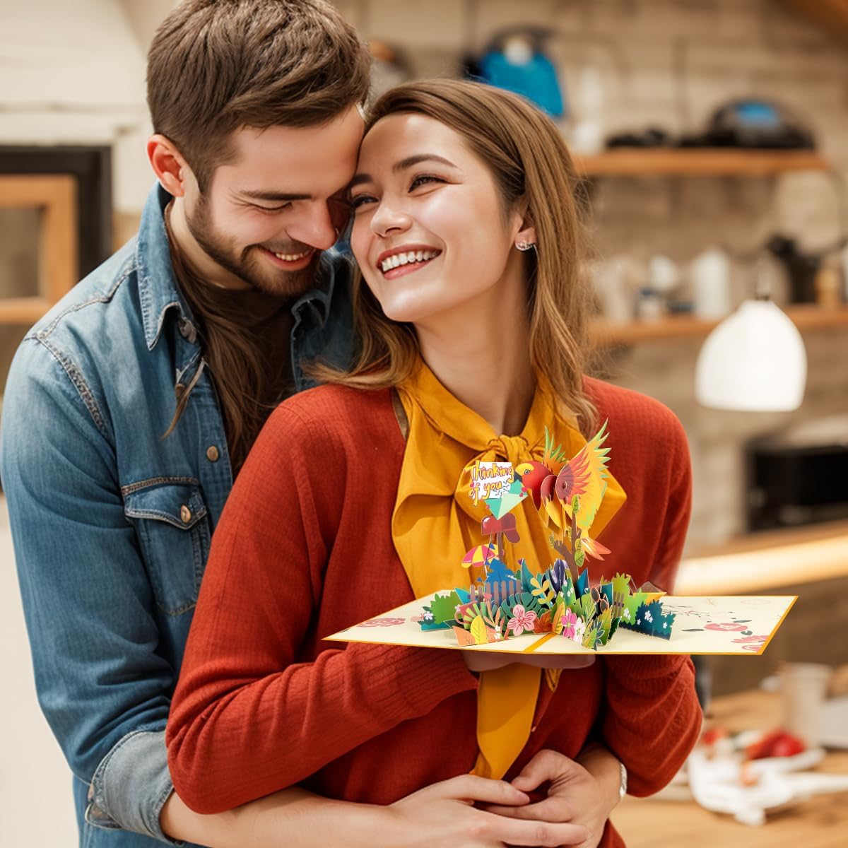 Thumbnail 5 de CNLITIHEKA Thinking Of You 3D-Popup-Karte zum Muttertag/Vatertag mit Umschlag und Notizkarten