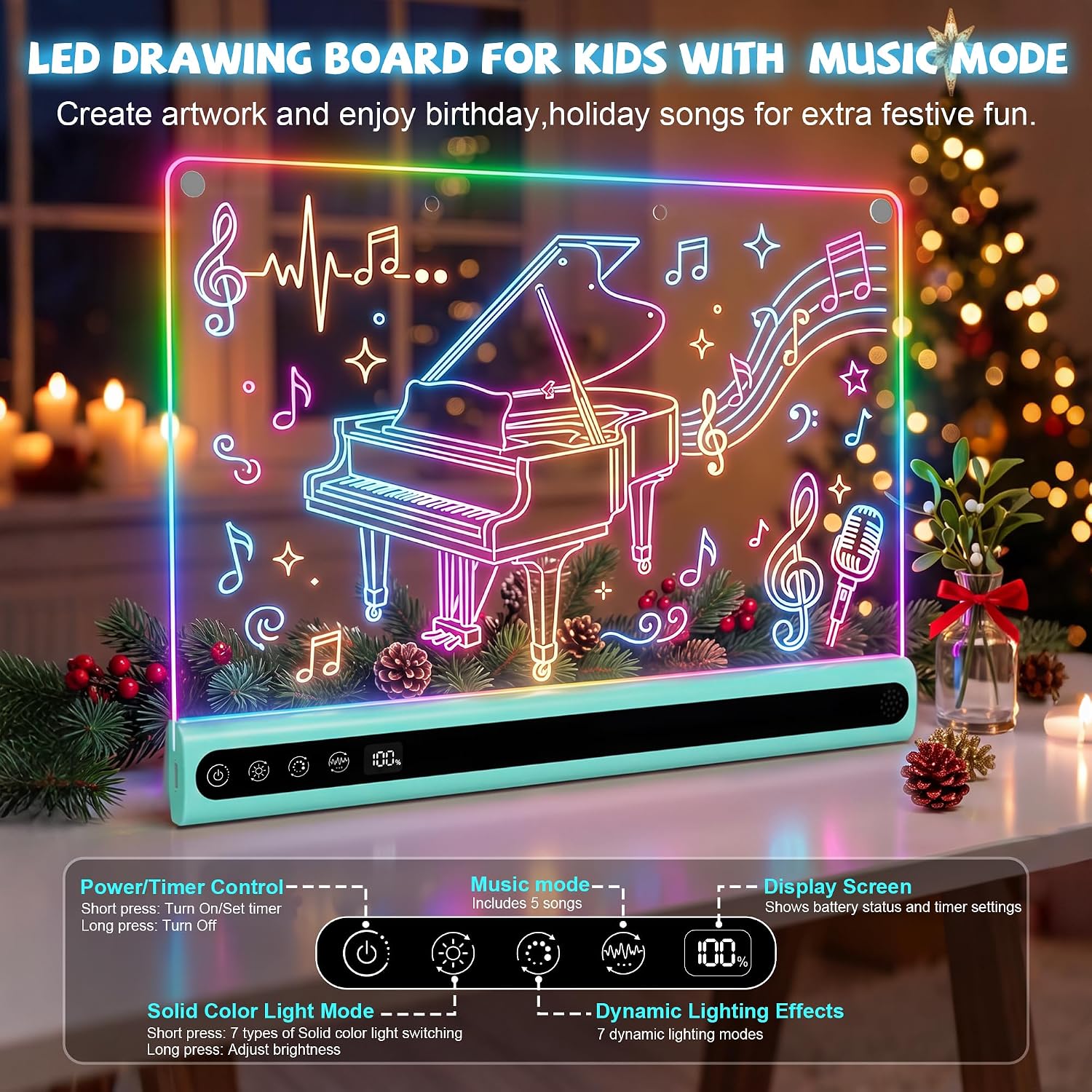 Detalle 2 de Rechargeable LED Drawing Board for Kids, 16-inch