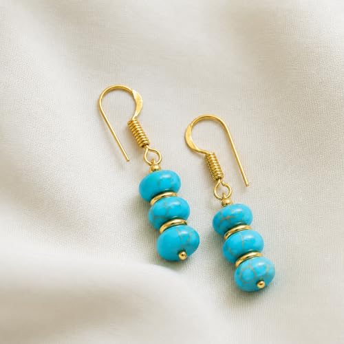 Thumbnail 3 de Gempires Natural Gemstone Rondelle Bead Earrings, Turquoise