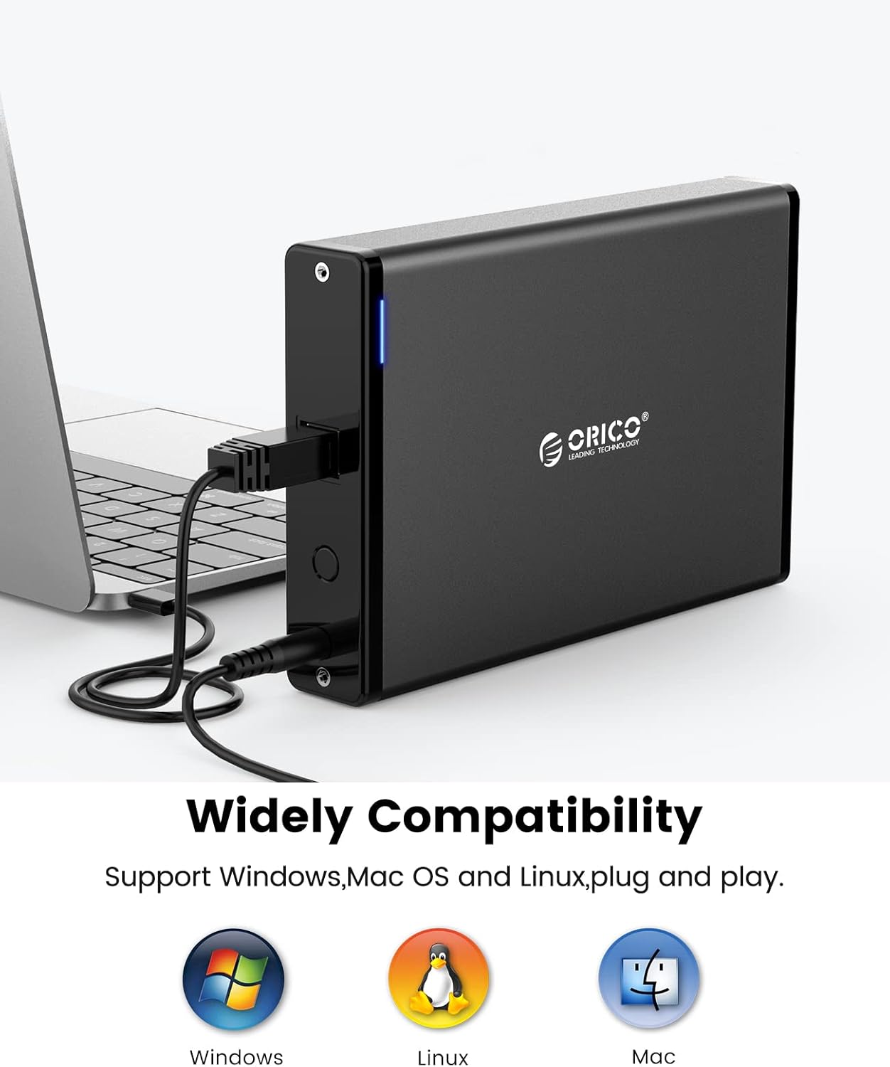 Detalle de Boîtier ORICO Aluminium 3,5" externe USB 3.0 vers SATA III avec châssis amovible