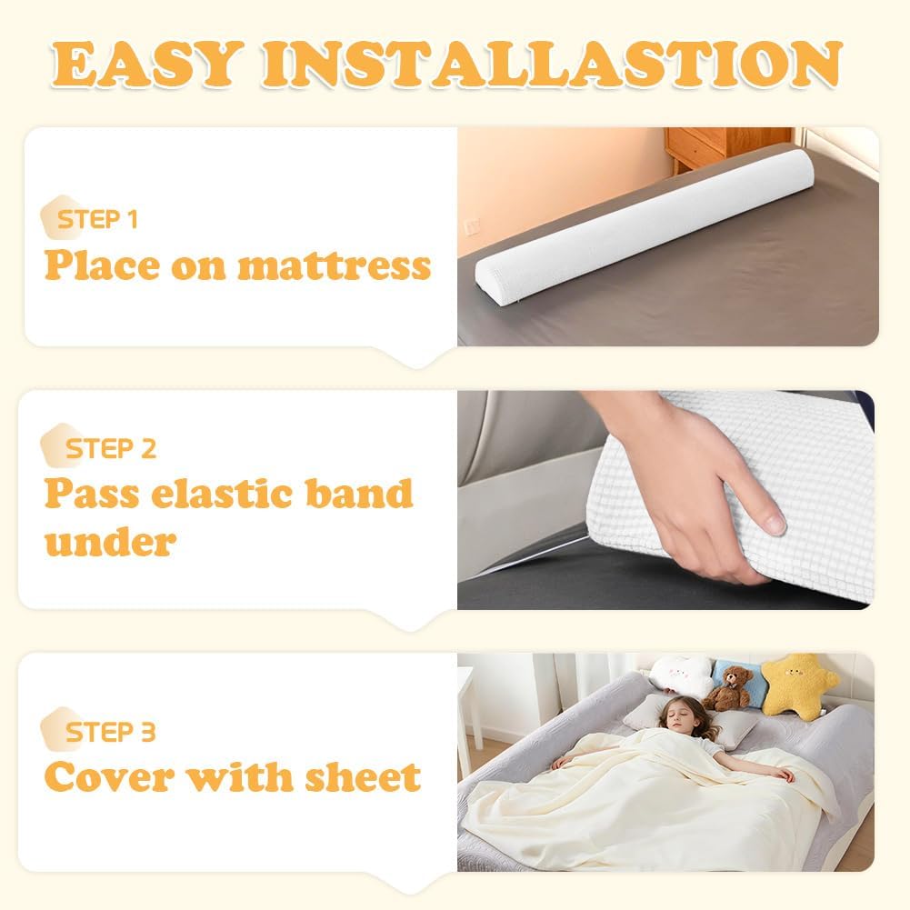Detalle 2 de DUJUIKE Toddler Bed Guard (Memory Foam Bed Bumper) – 105cm white, 1-pack