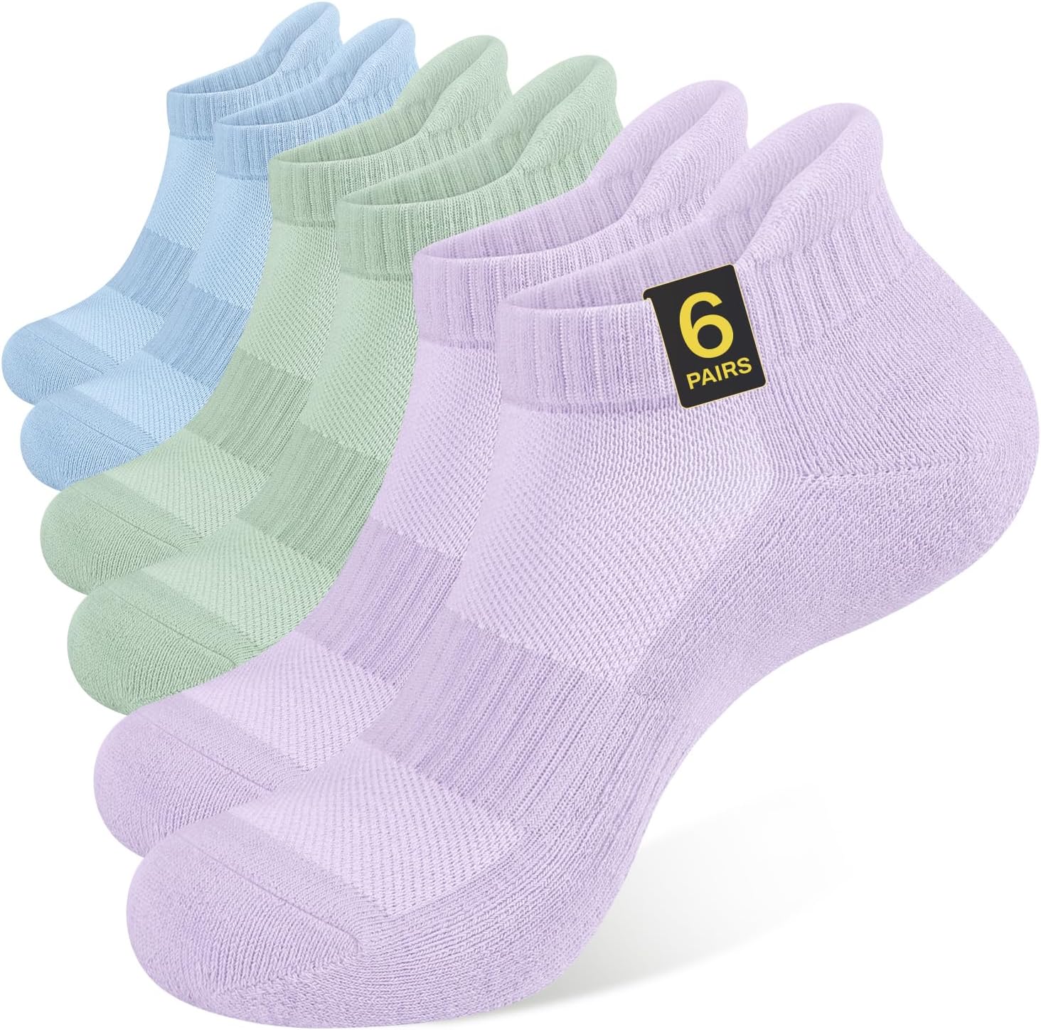 Detalle de CLOSEMATE YS02 Ankle Running Socks, 7 Pairs, Cotton Cushioning