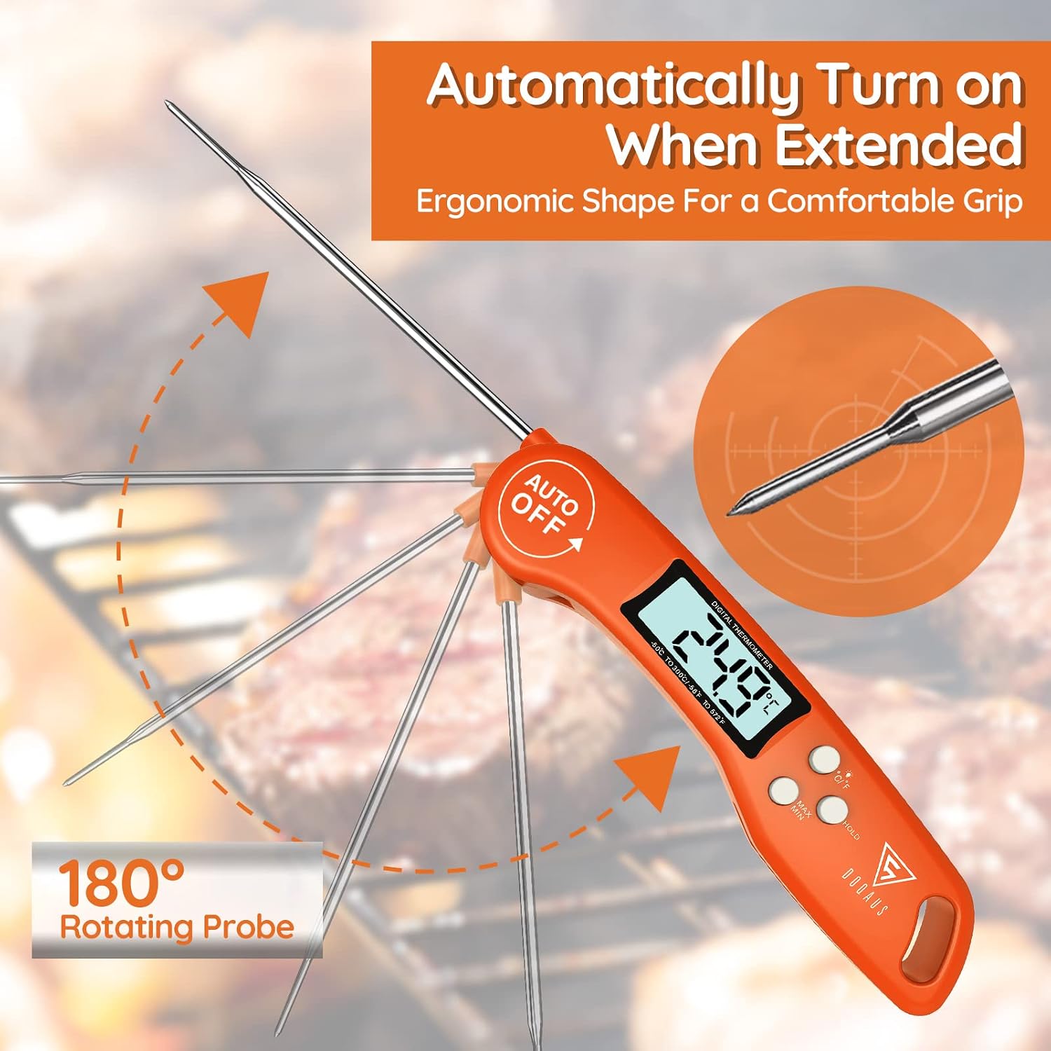Thumbnail 1 de DOQAUS Food Thermometer – 3-second instant read meat thermometer with backlit LCD