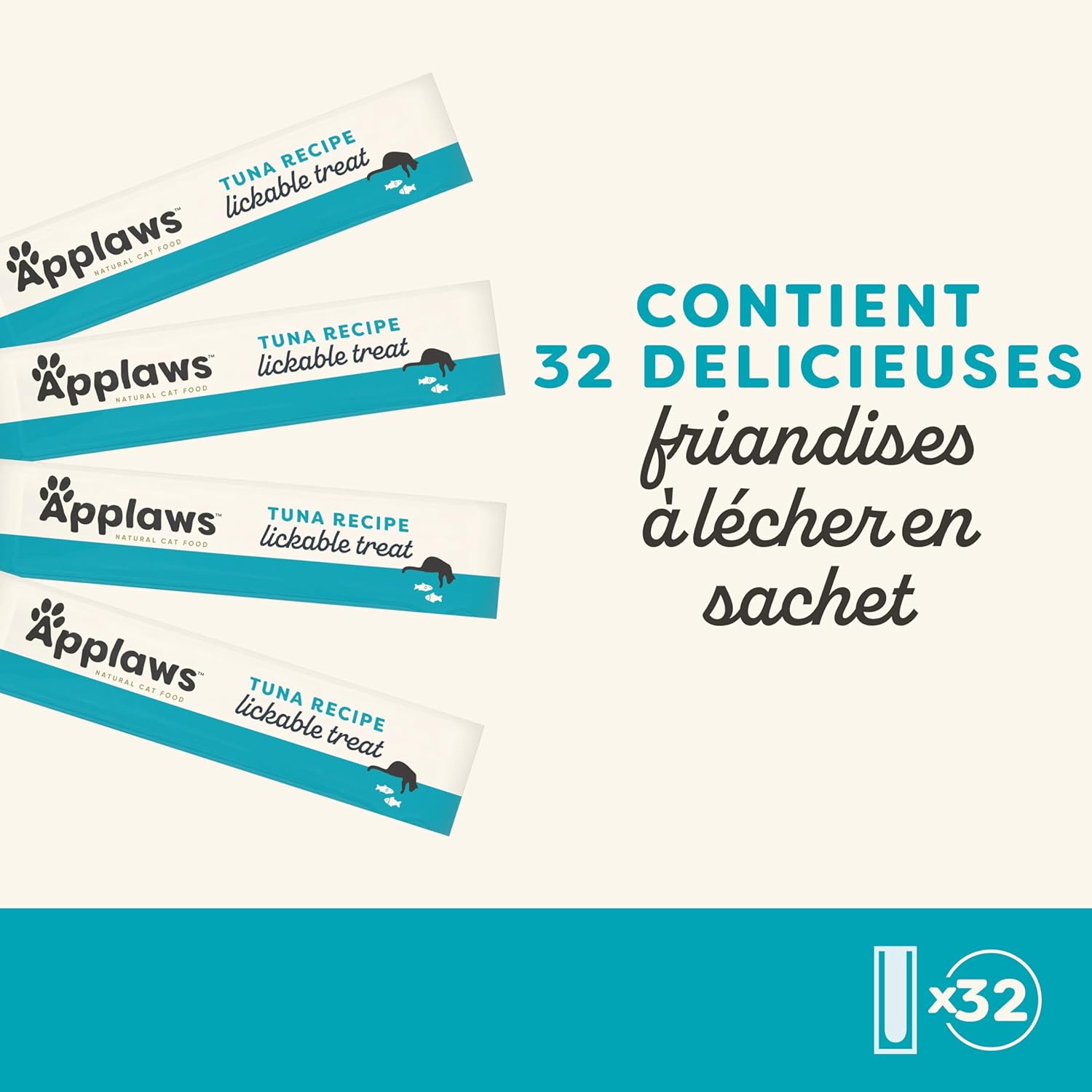 Thumbnail 1 de Applaws Friandise Crémeuse à Lécher au Thon sans Céréales — 32 sachets 15 g pour Chats et Chatons