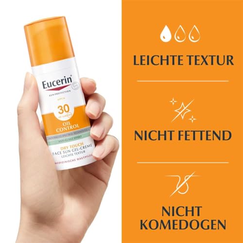 Detalle de Eucerin Oil Control Sun Face Gel-Cream LSF 30 (50 ml) – Parfümfrei für empfindliche, fettige und akneneigende Haut