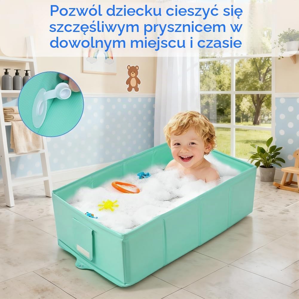 Detalle 2 de AUYAO składana wanna dla dziecka z matą antypoślizgową i odpływem