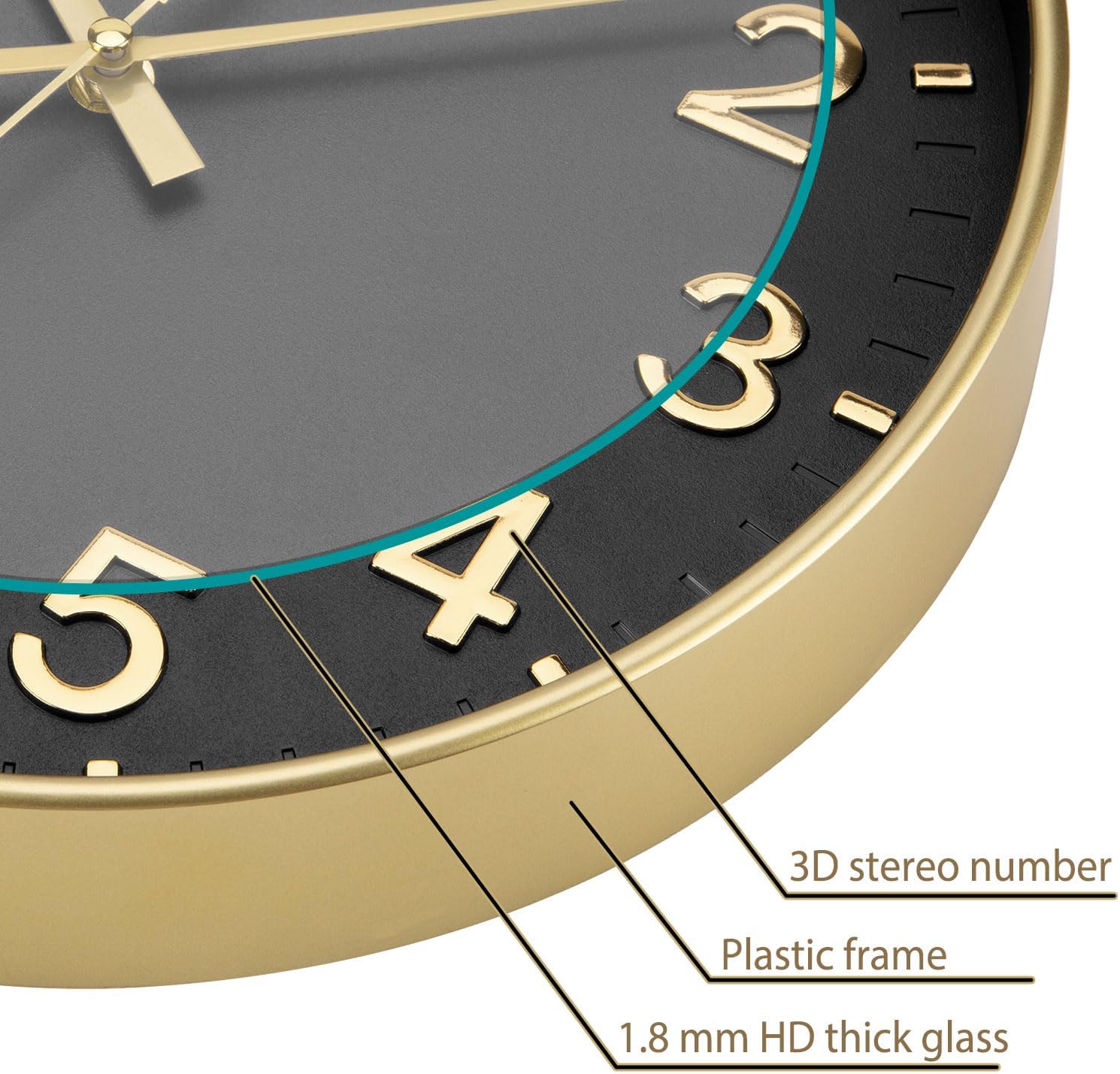 Detalle de ACCSHINE 9943952 väggklocka, 30 cm, tyst kvartsur