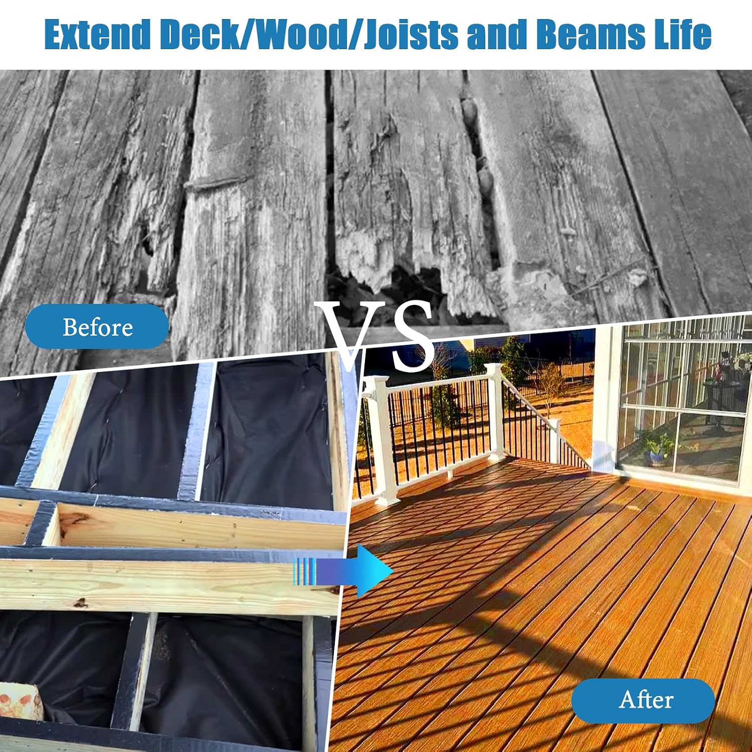 Thumbnail 5 de Heelos Joist Tape for Decking (2 in × 50 ft, 10 Pack) Weather-Resistant Butyl Deck Joist Tape