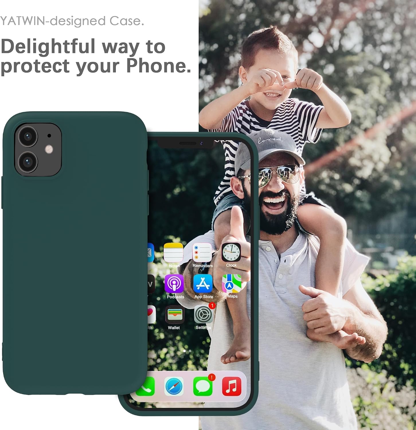 Thumbnail 1 de YATWIN Silicone Case for iPhone 11 (Dark Green) — soft-touch, shockproof & full-body protection