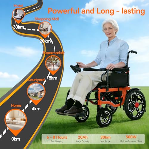 Detalle de ByteTecpeak D09 Electric Wheelchair for Adults – Folding, All-Terrain, 500W, 20Ah, 30km Range