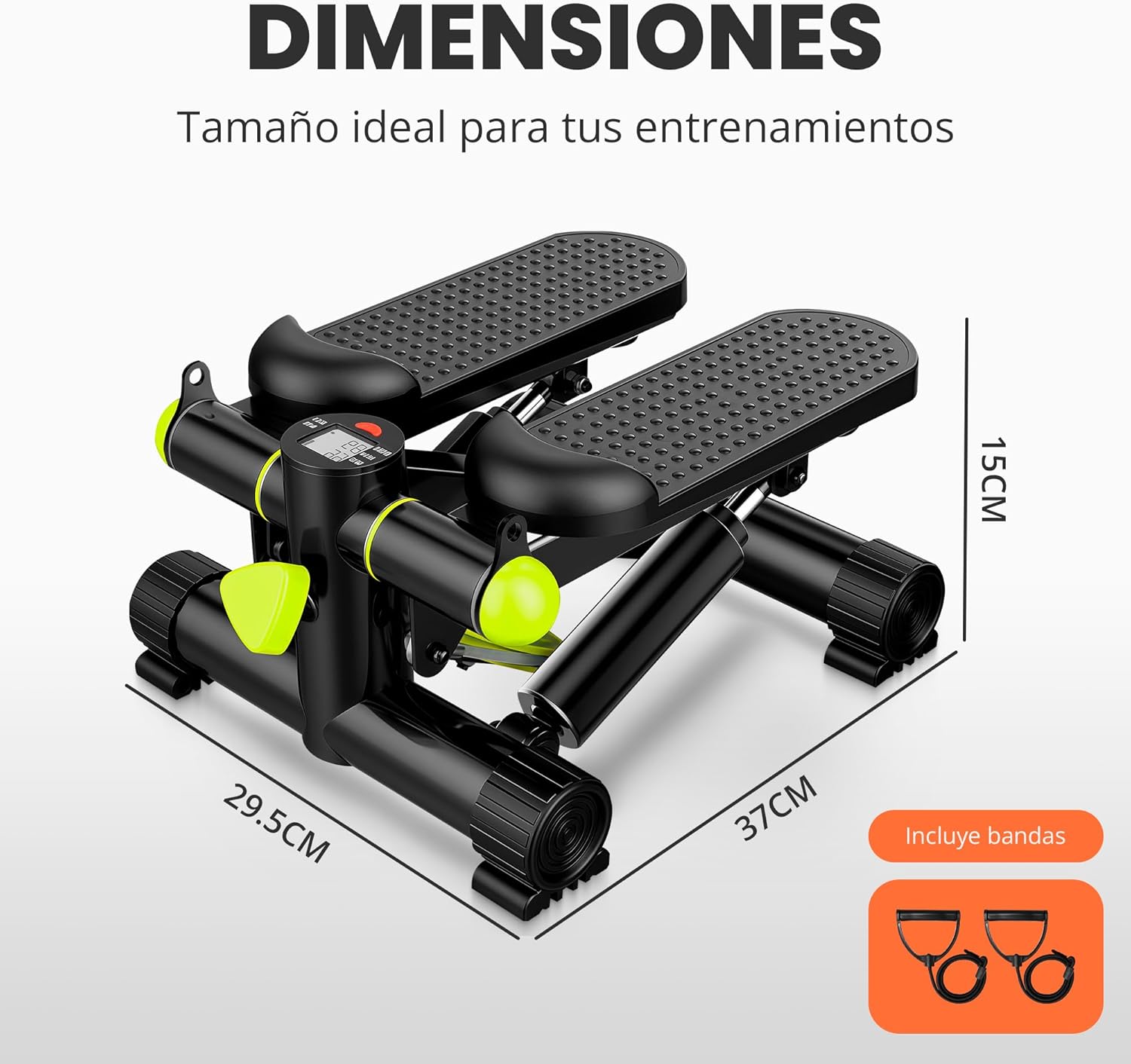 Thumbnail 1 de JUPPLIES Mini Stepper con Bandas Elásticas: Entrenamiento en Casa con Resistencia Ajustable y Pantalla LCD