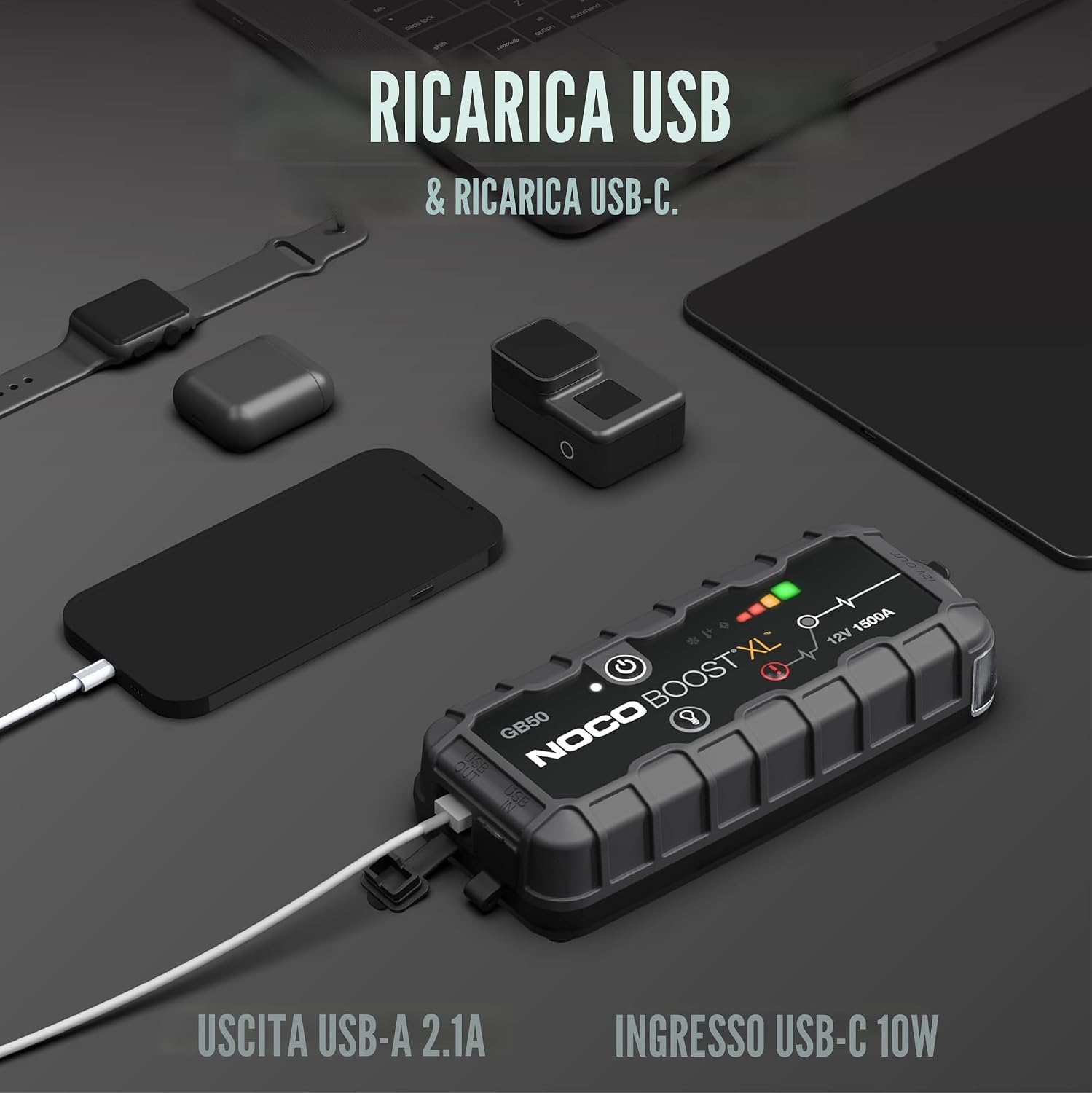 Detalle 2 de NOCO Boost GB50: Avviatore di Emergenza UltraSafe 1500A – Compatto, potente e versatile