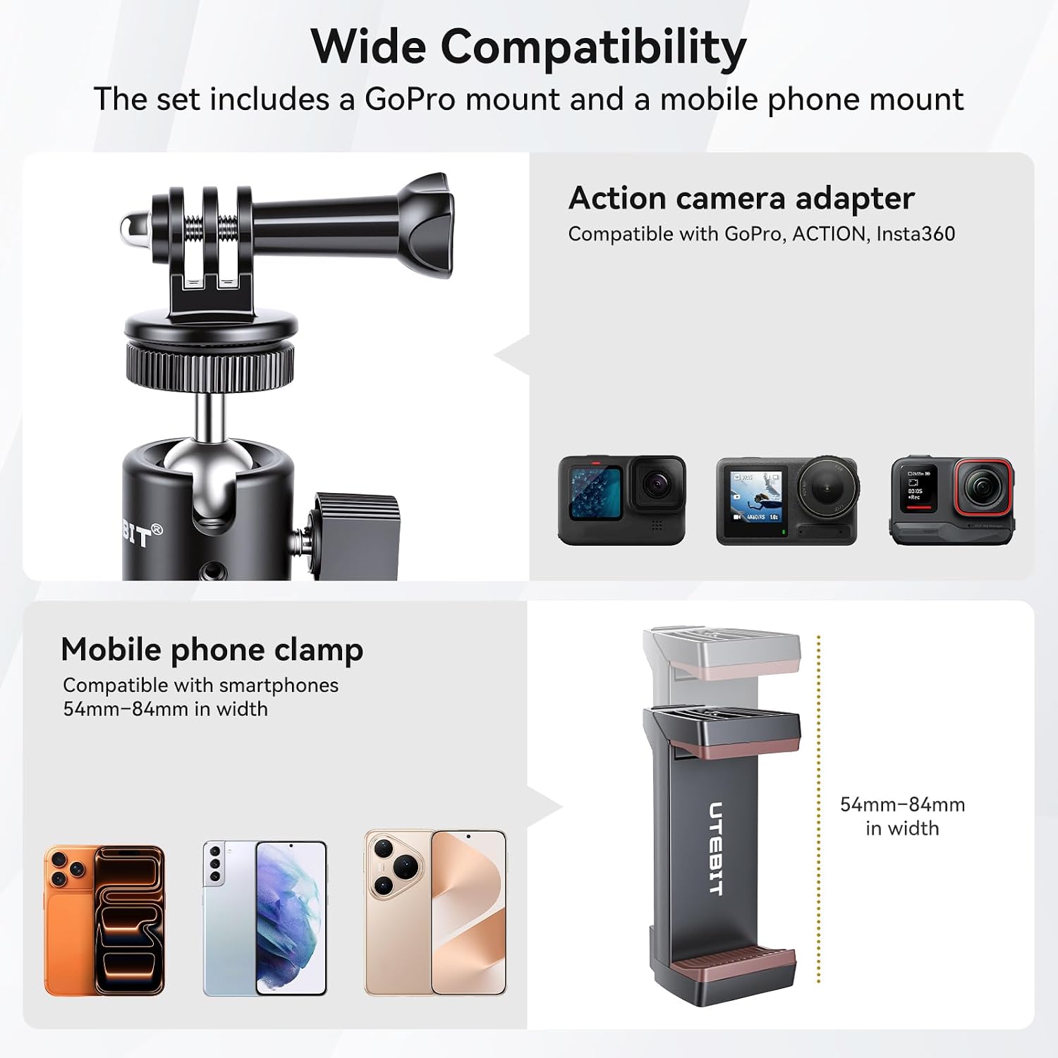 Detalle de UTEBIT 43mm Magnetic Camera Mount with 360° Rotating Ball Head
