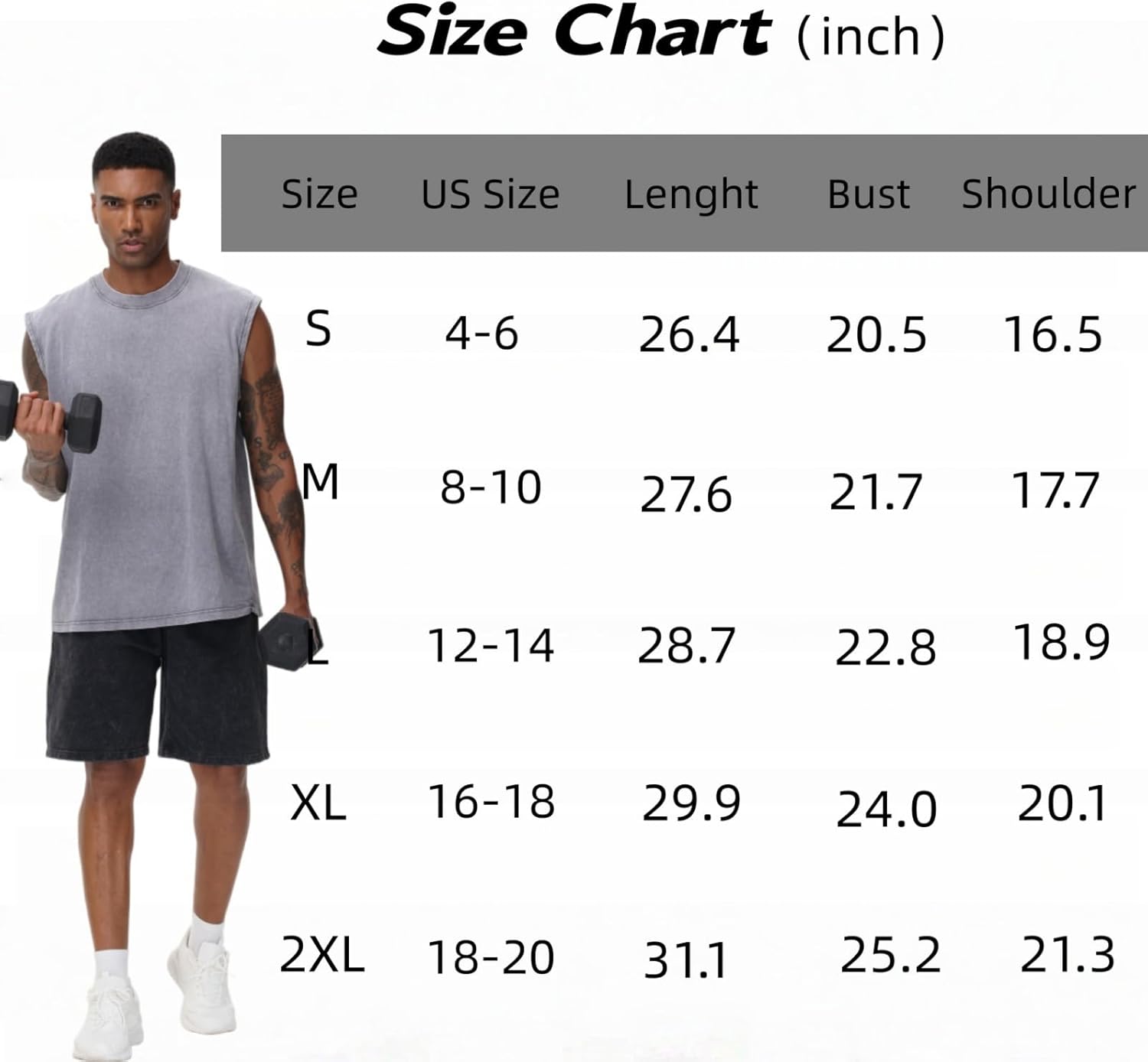 Detalle de SnowElve Men's Workout Tank Top: Acid-Washed Sleeveless Tee for Gym and Beach