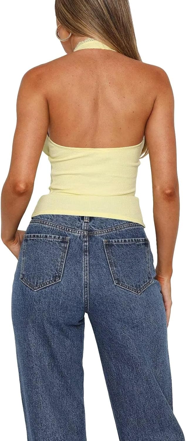 Thumbnail 2 de LACOZY Lace Trim Halter Top