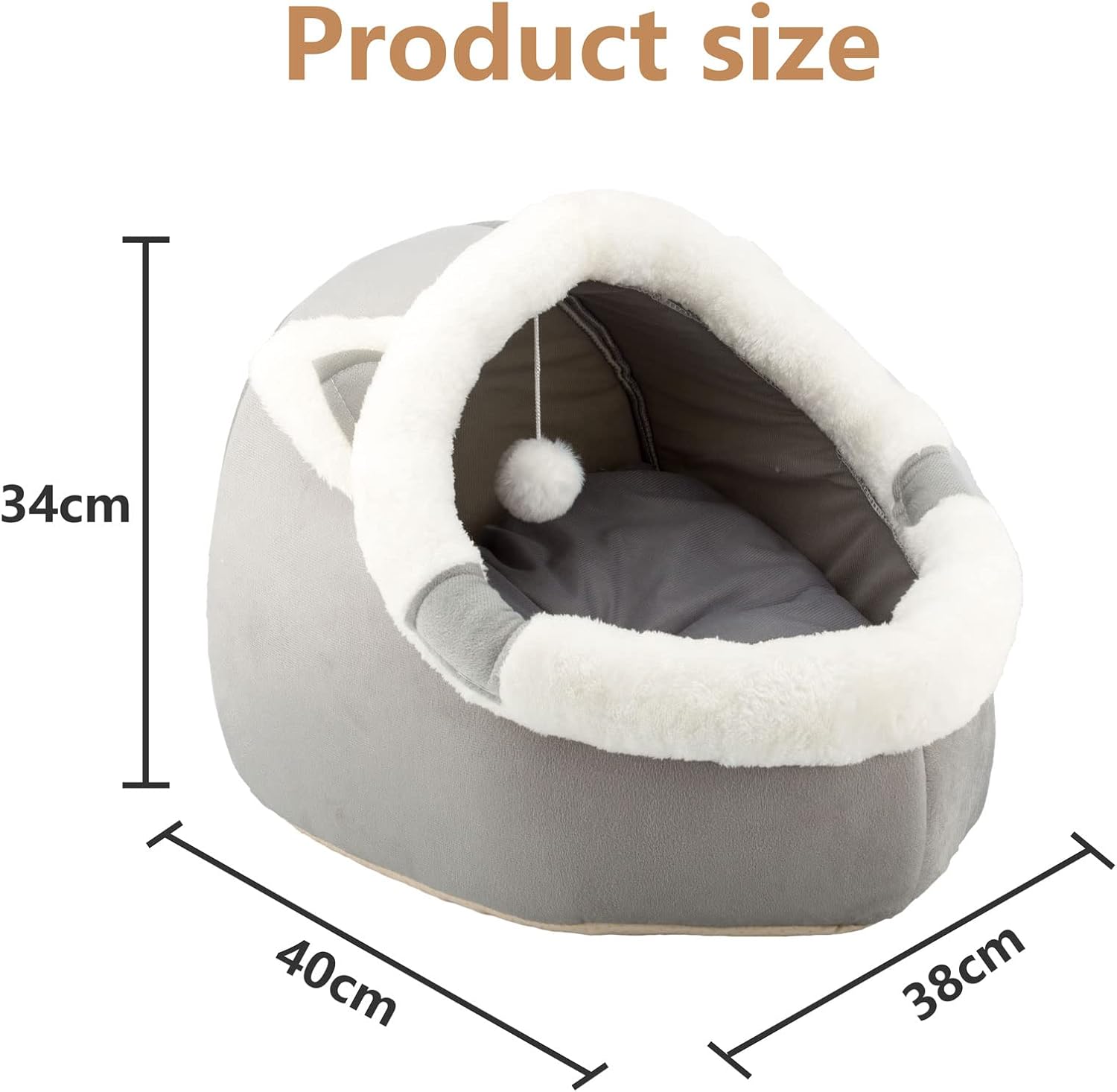 Detalle de ZNewYear Cat Beds for Indoor with Hanging Toy – Small Dog Cave Bed & Kitten Tent House with Removable Cushioned Pillow