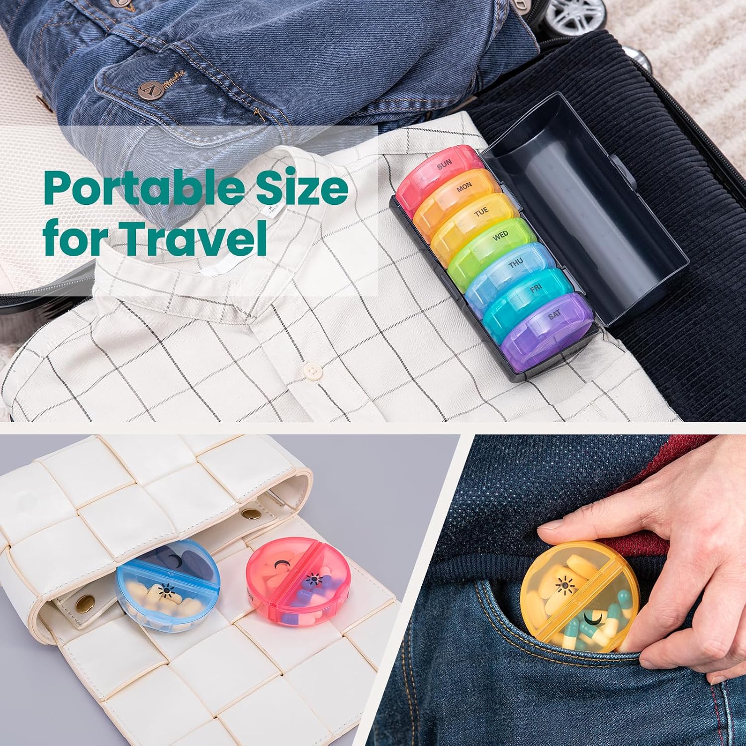 Thumbnail 6 de Sukuos Large Weekly Pill Organizer 2 Times a Day – AM/PM 7-Day Pill Box with Double Protection