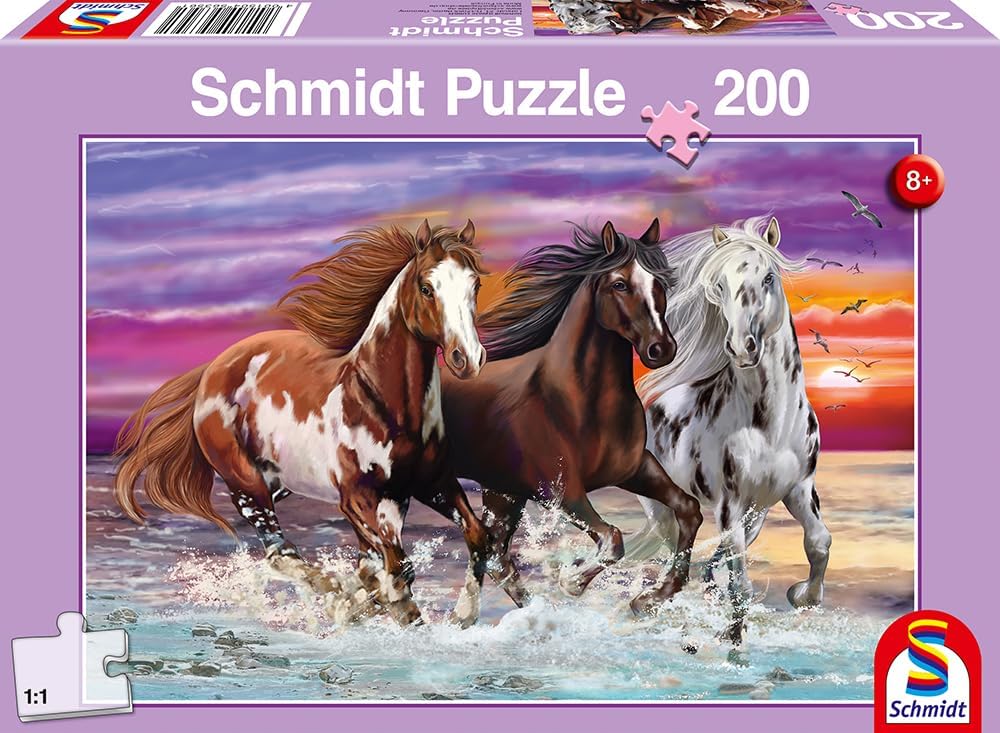 Detalle 2 de Wildes Pferde-Trio Kinderpuzzle 200 Teile đź§©