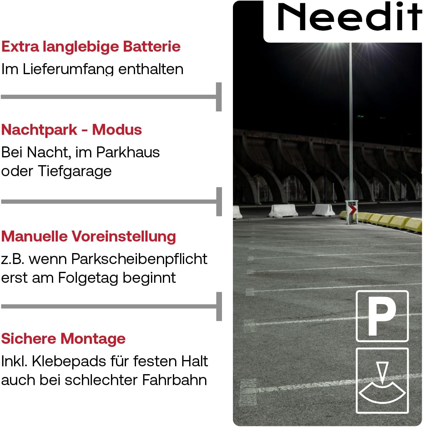 Thumbnail 5 de Needit ParkOne (NEUES Modell 2026) – elektronische Parkscheibe mit automatischer Parkzeiterfassung