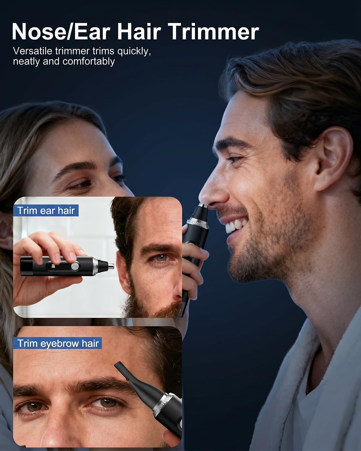 Thumbnail 1 de Nose Hair Trimmer for Men (2026) with LED Display and Dual-Edge Blades