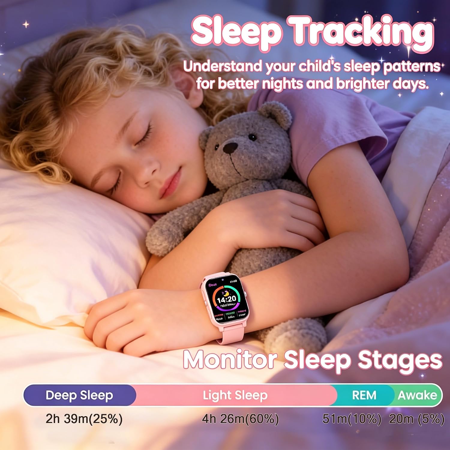 Detalle de Smartwatch Bambini 1.83": Orologio educativo e fitness per ragazzi con 18 giochi, monitoraggio sonno e IP68