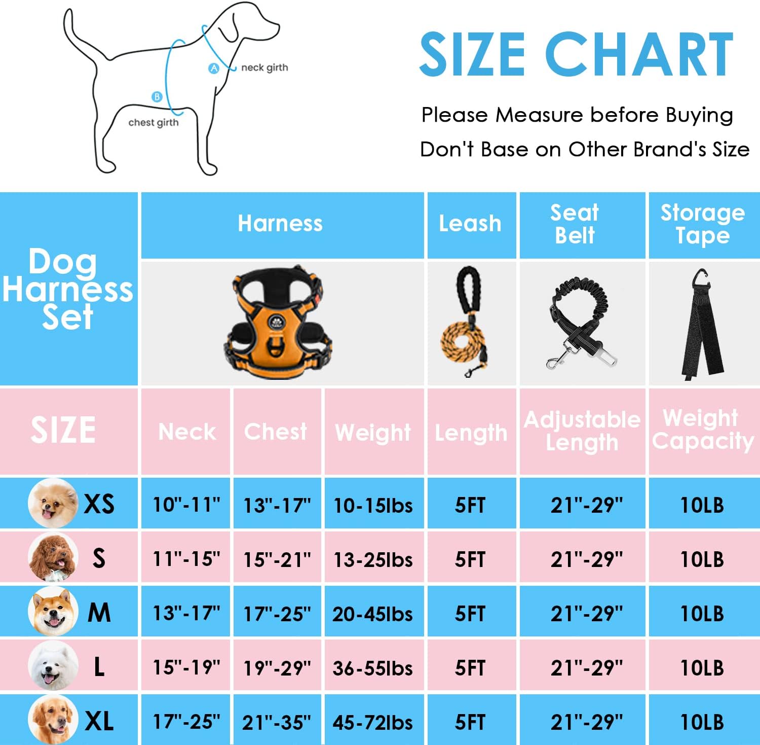 Detalle 2 de NESTROAD Large Dog Vest Harness No Pull Adjustable Harness with Accessories (XL, Orange)