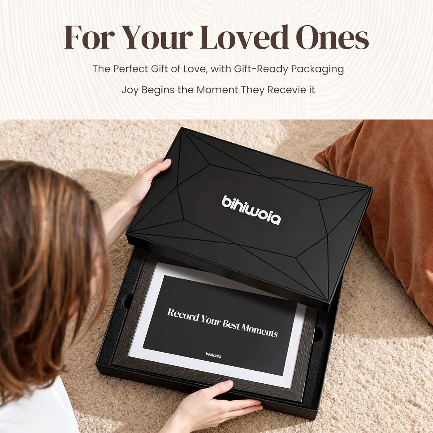 Detalle 2 de BIHIWOIA 10.1" Frameo Digital Picture Frame with 32GB, WiFi, and Touch Screen