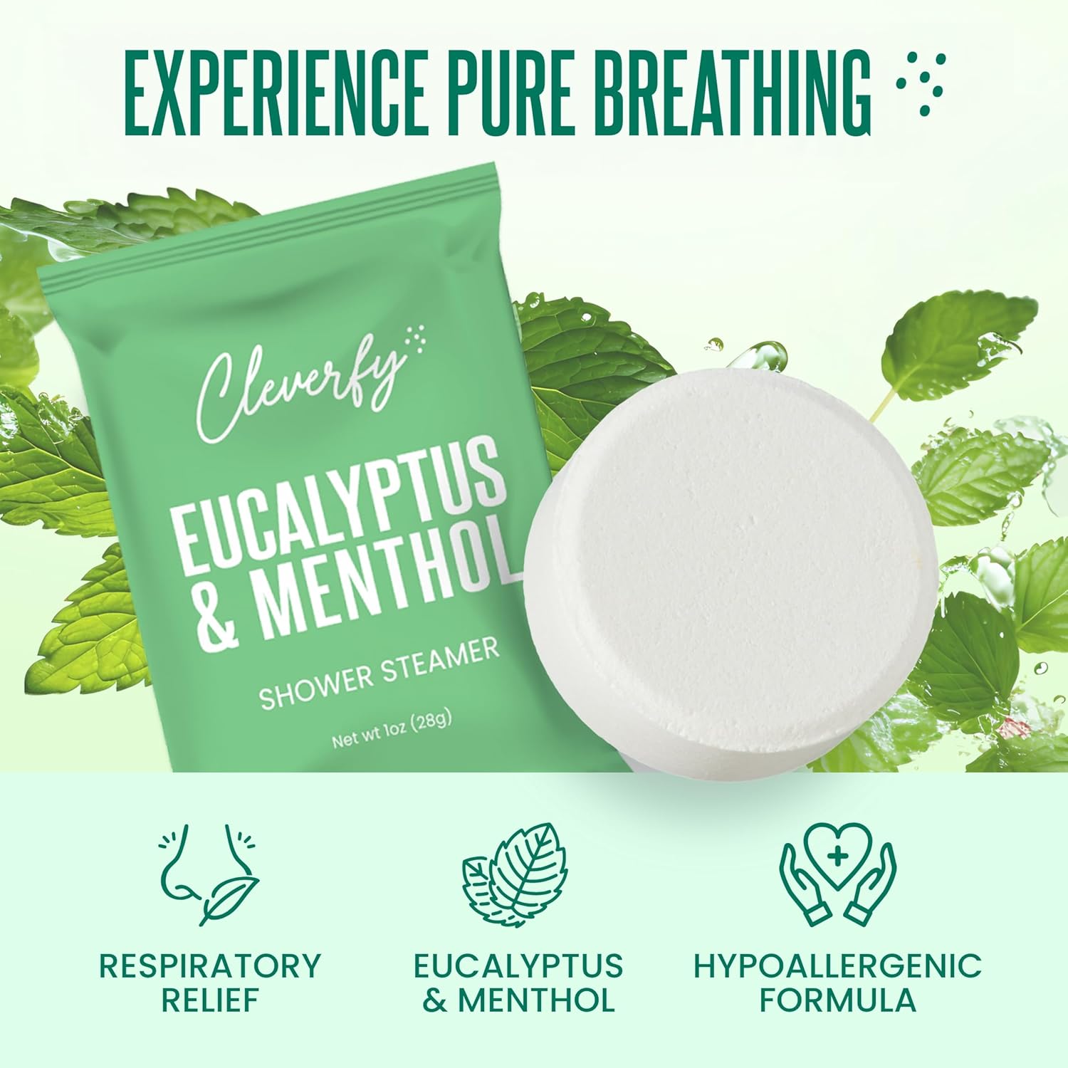 Detalle 2 de Cleverfy Eucalyptus 18 Shower Steamers