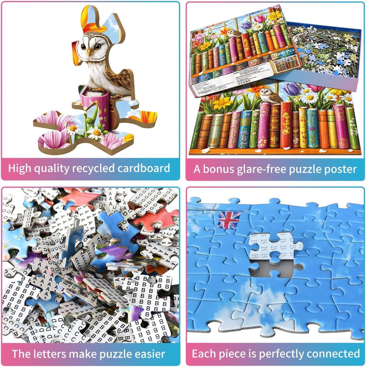 Thumbnail 2 de Puzzles 1000 Pieces for Adults: Whimsical Floral Books 1000 Piece Jigsaw