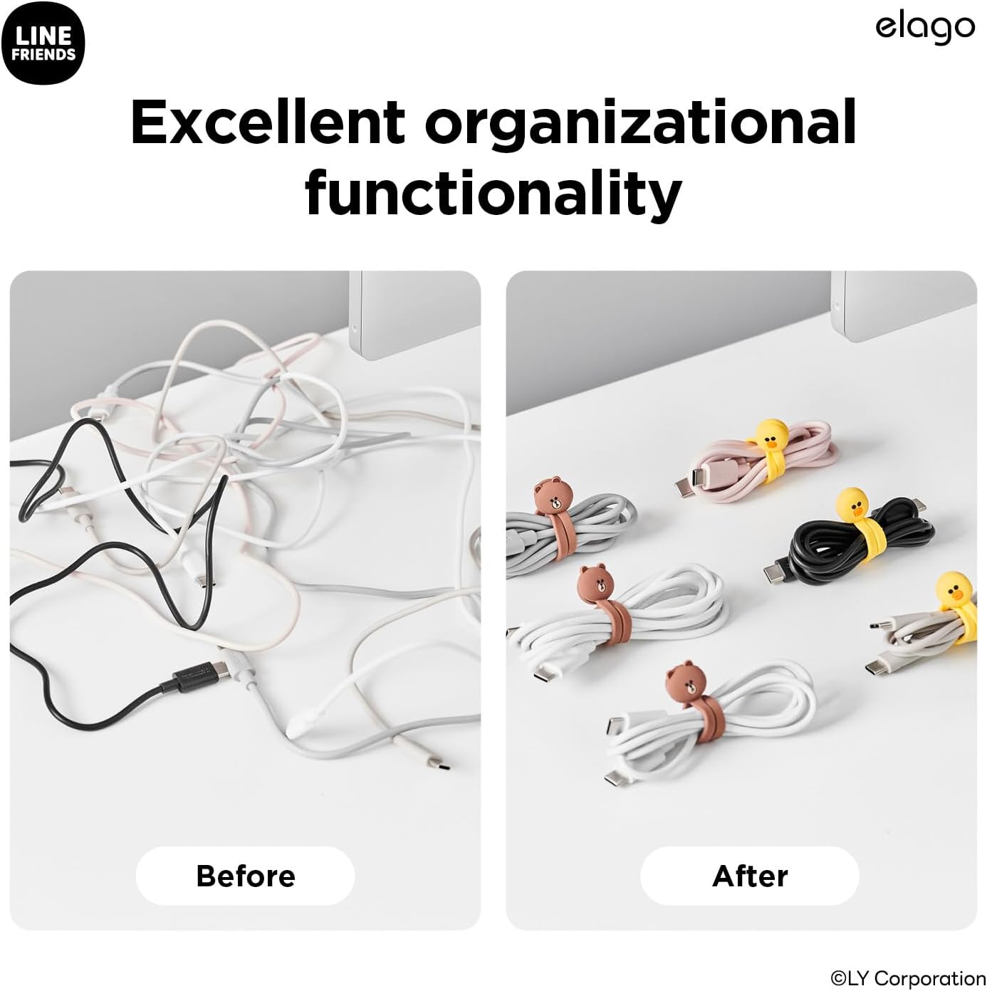 Detalle de elago LINE Friends Attaches de câbles magnétiques (Sally) en silicone premium