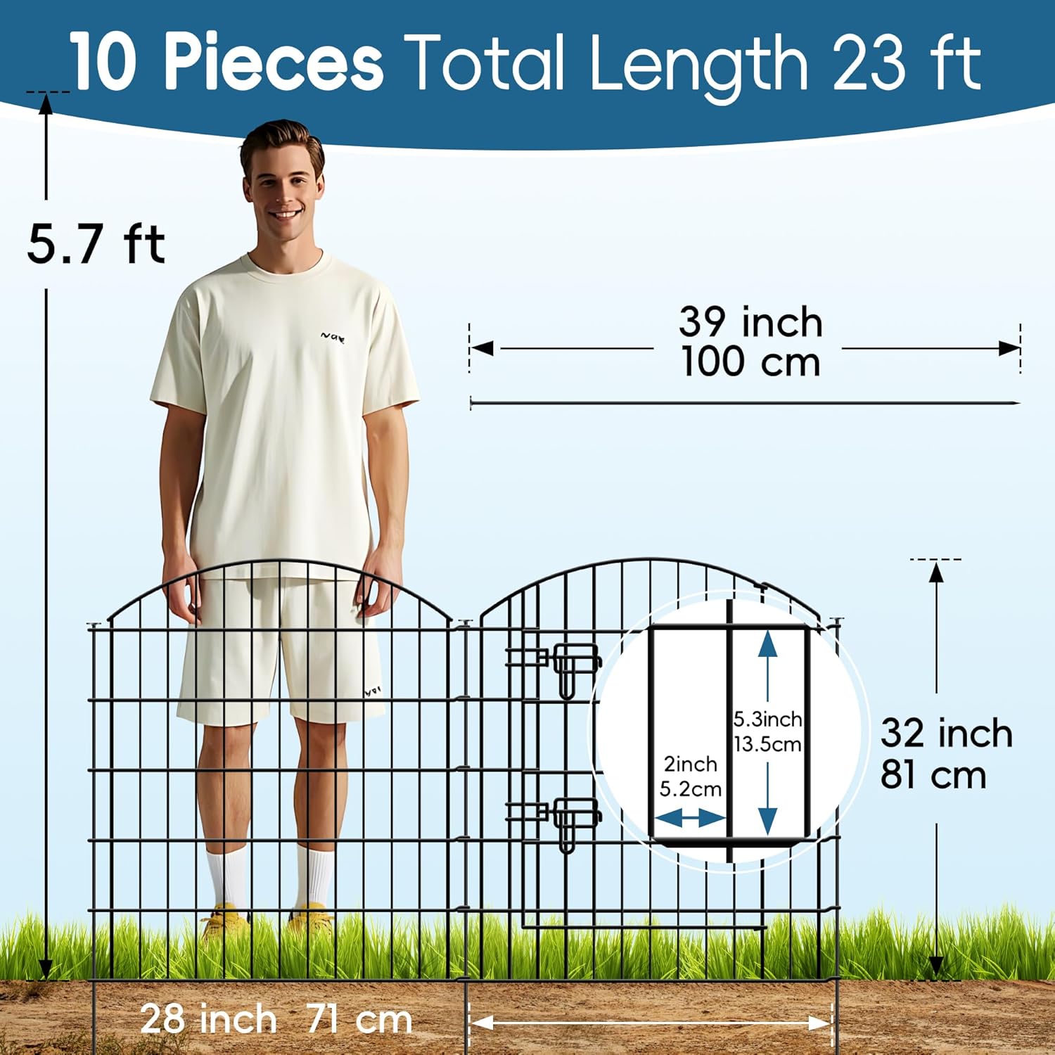 Thumbnail 2 de Thealyn Decorative Garden Fence (81cm H x 71cm W) – 10 Panels, 7m Total Length
