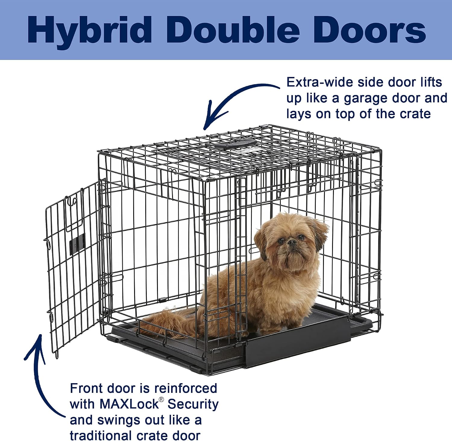 Detalle de MidWest Homes for Pets Small Ovation: gabbia pieghevole a doppia porta per cani di piccola taglia