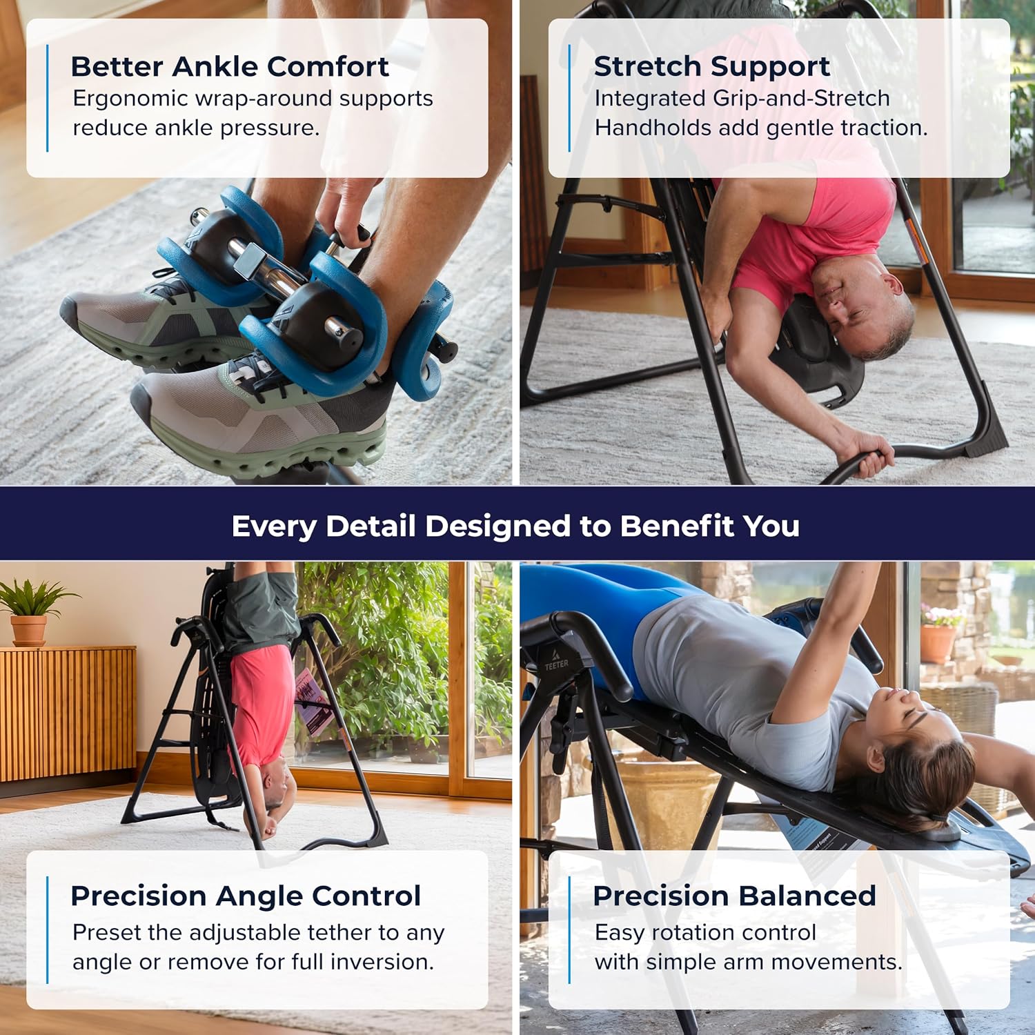 Detalle 1 de TEETER EP-560 Inversion Table with Heat and Vibration Cushion, 300 lb Capacity