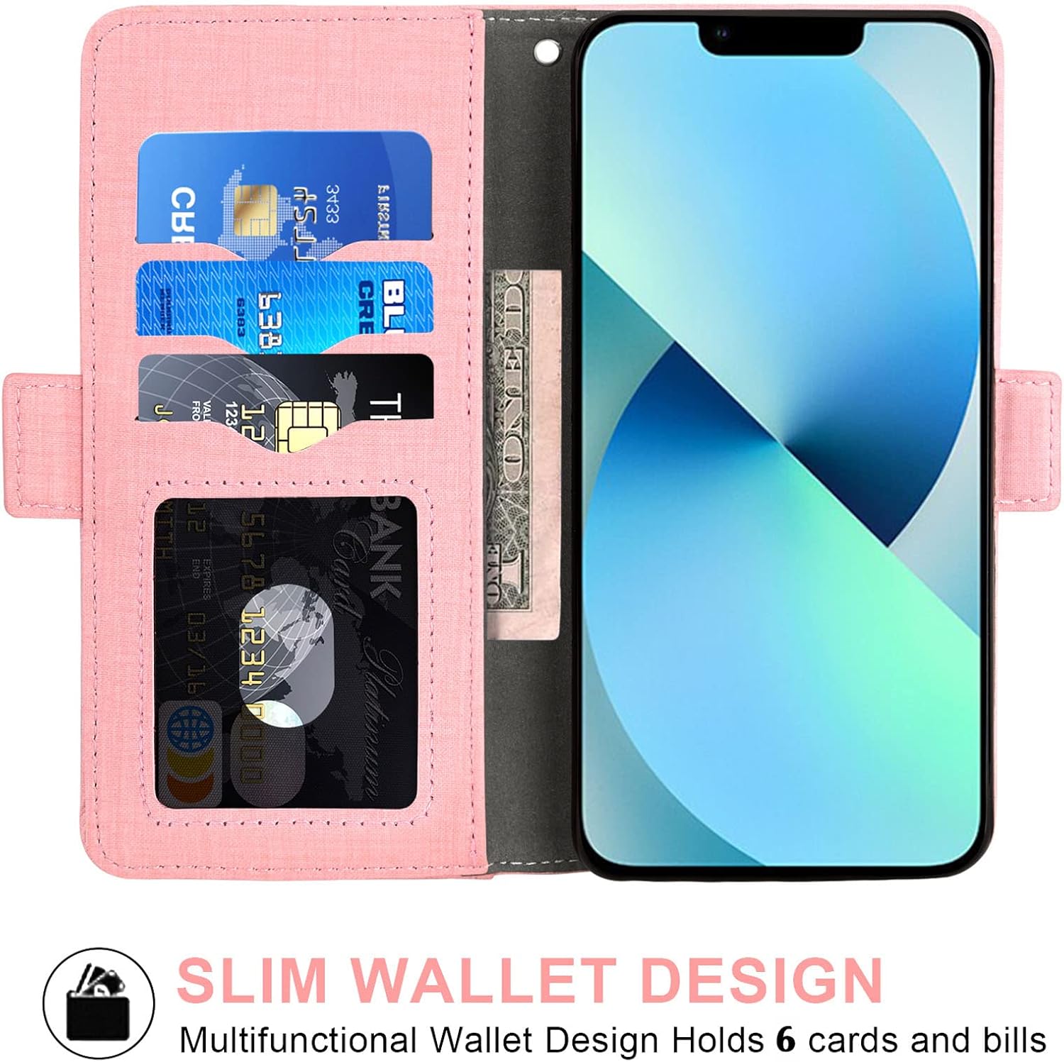 Thumbnail 2 de Asuwish iPhone 13 6.1 Wallet Case with Tempered Glass Screen Protector and Leather Magnetic Flip Cover