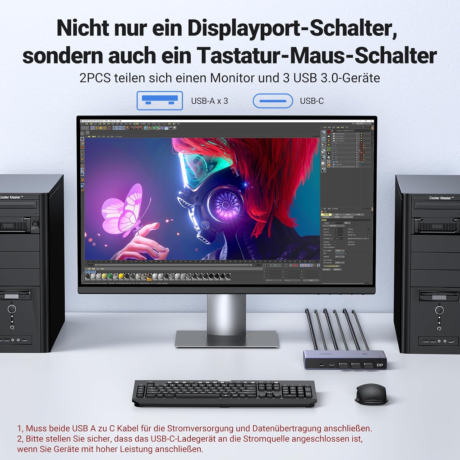Detalle de UGREEN Displayport KVM Switch 8K@60Hz