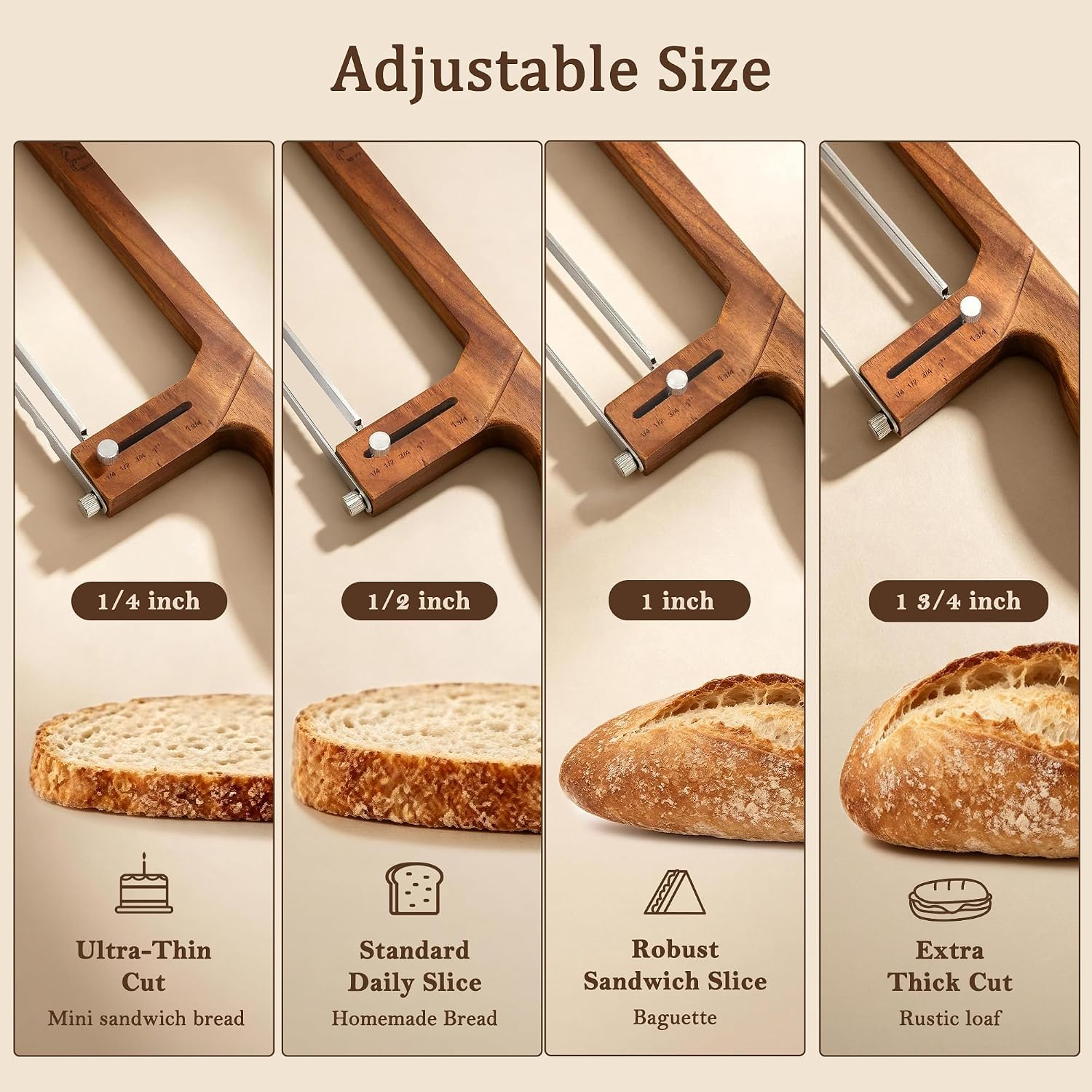 Thumbnail 3 de imarku Adjustable Bread Slicer, Acacia Wood
