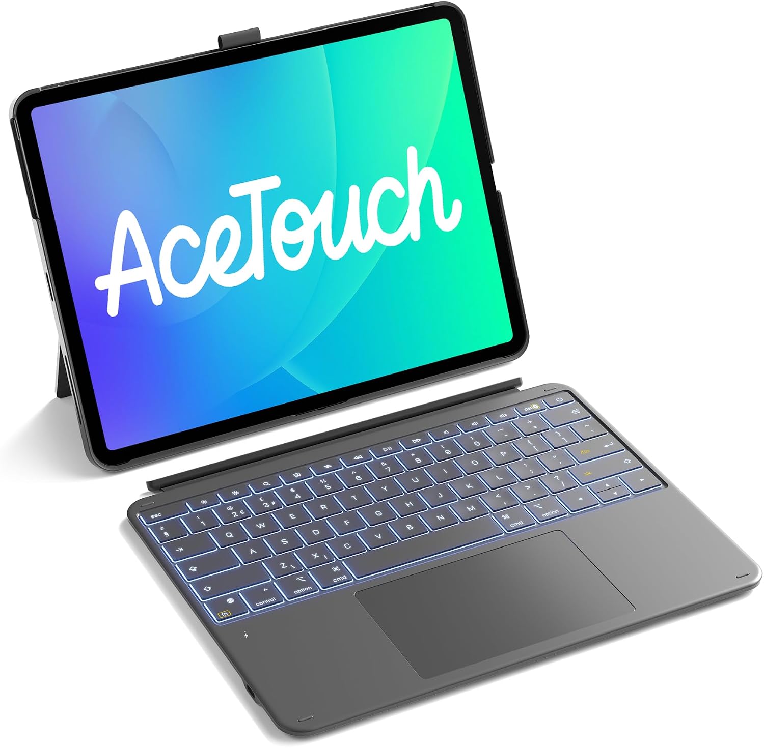 Detalle de Inateck Keyboard Case for iPad Air 13 inch M4 (2026) / M3 / M2 with UK backlit keyboard and large multi-touch trackpad