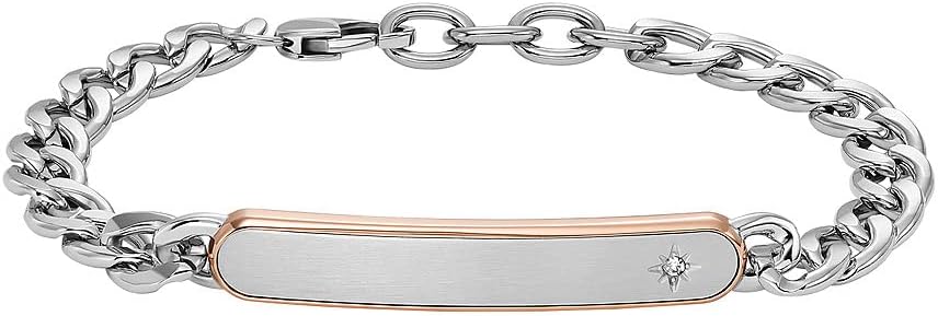 Thumbnail 6 de Fossil Bracelet homme en acier inoxydable avec fermoir mousqueton – finition brossée argentée