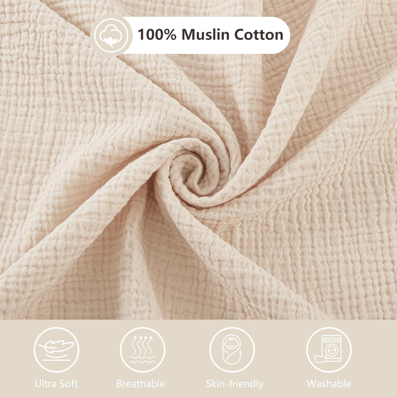 Thumbnail 2 de Muslin Moses Basket Sheets 2 Pack (100% Cotton) Next to Me Crib/Fitted Bassinet Sheets – 83x43cm