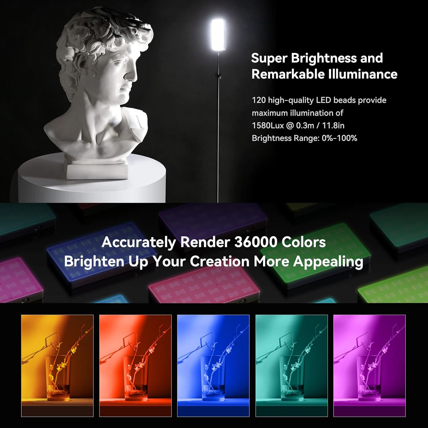 Thumbnail 6 de SmallRig RM120: Luce LED portatile RGB da 120 LED con batteria integrata da 5000 mAh